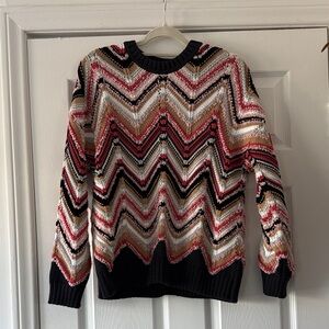 NEW Missoni Multicolor Chevron Knit Sweater — Black, Pink, Cream, Gold